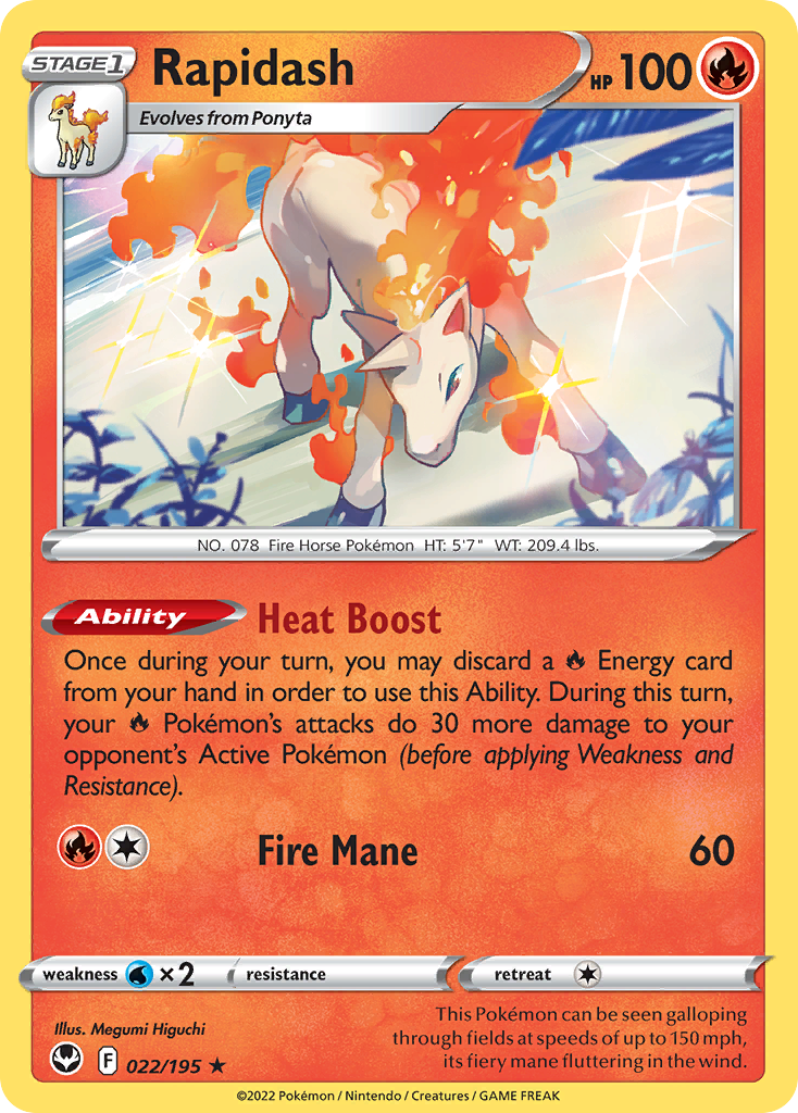 Silver Tempest Non - Holo Rapidash #22/195